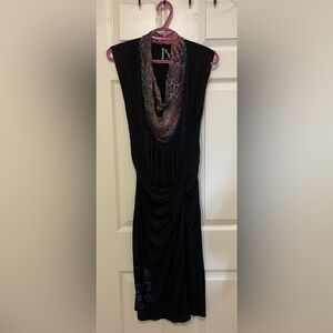 Desigual Sleeveless Dress Size M. Snakeskin Floral Cowl Neck & Unique Detailing